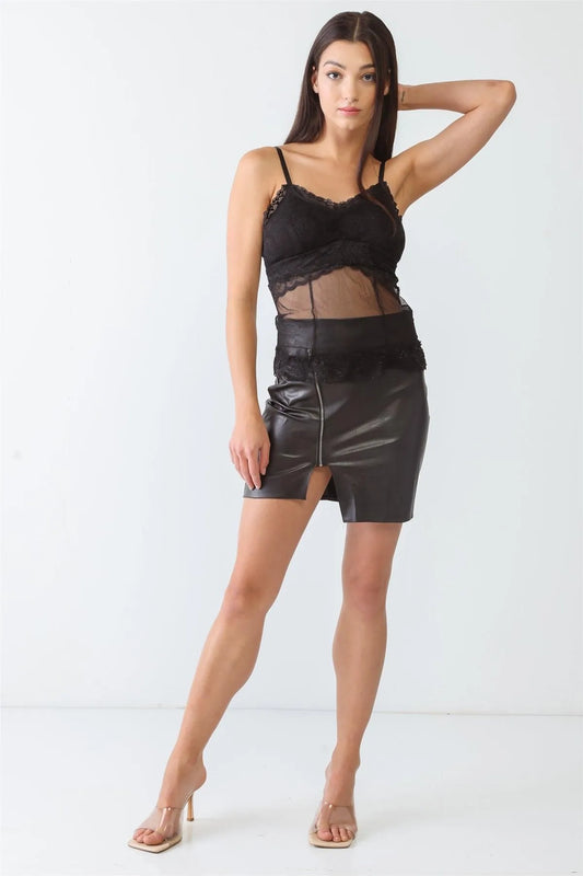 Sheer Mesh Lace Sleeveless Push-Up Bustier Top - Tasha Apparel Wholesale