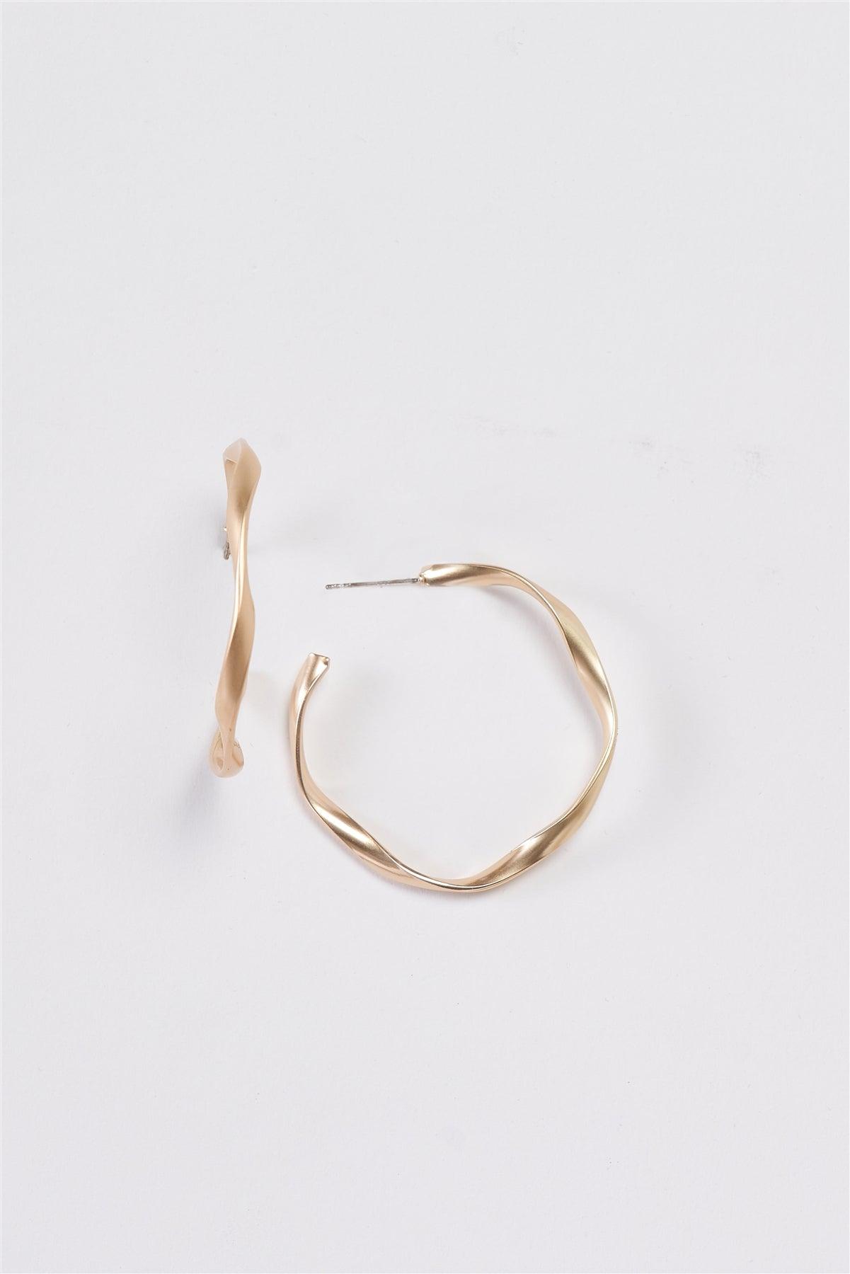 Matte Gold Interweave Twisted Hoop Earrings /3 Pairs