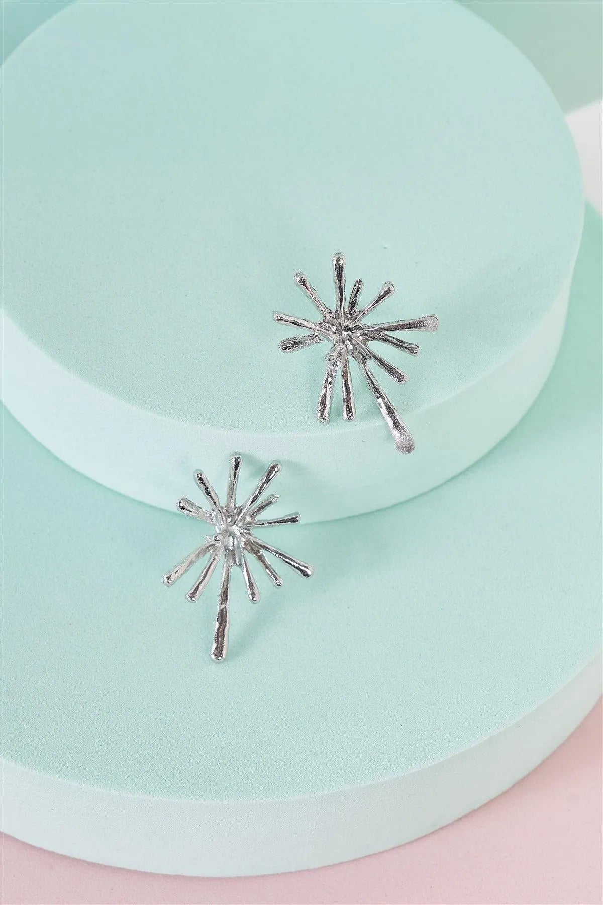 Silver Uneven Firework Drop Earrings - Tasha Apparel Wholesale
