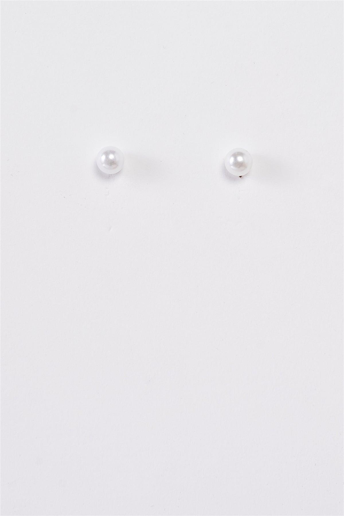Silver Faux Pearl Rhinestone Ear Jacket Tassel Drop Earrings / 3 Pairs