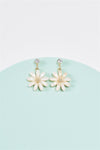 Daisy Love Gold & Ivory Flower Detail Faux Diamond Bead Dangle Earrings /3 Pairs