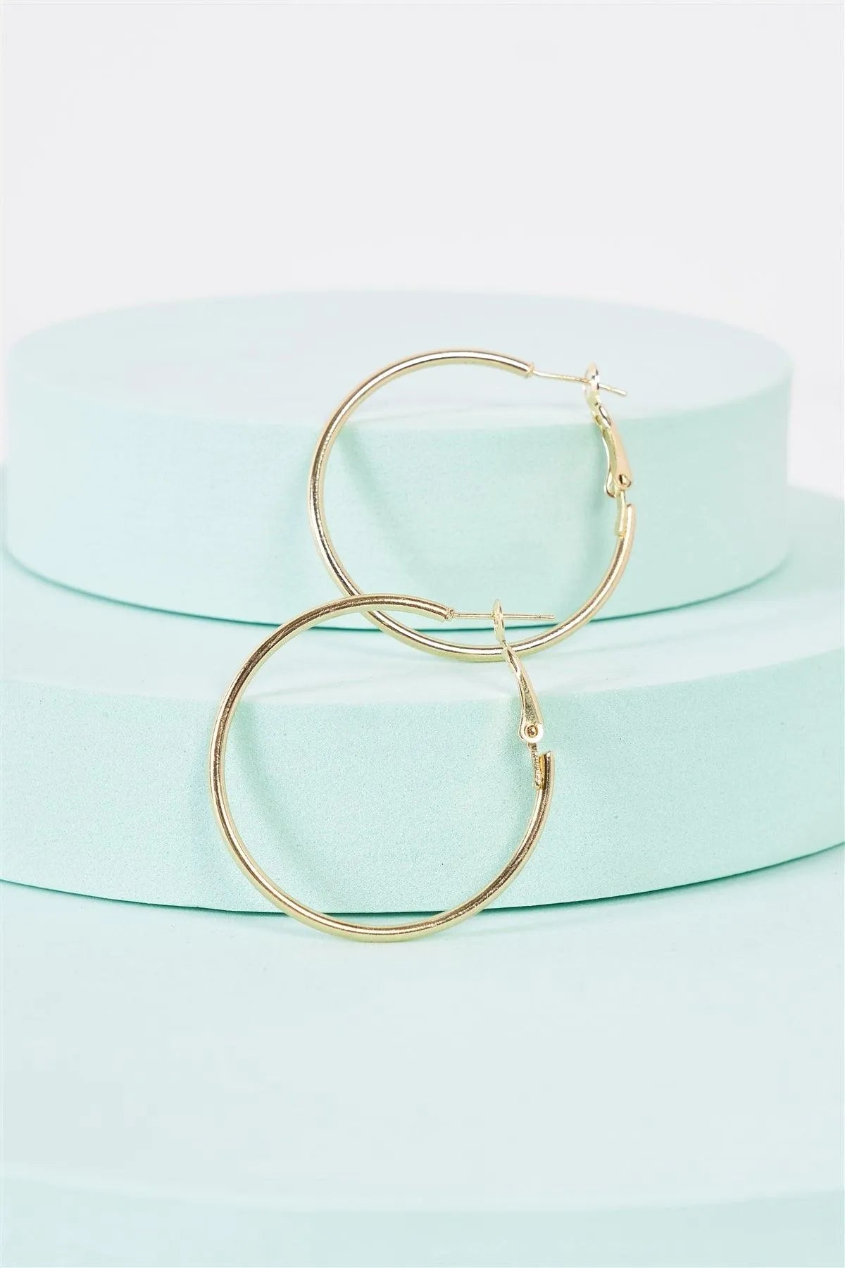 Yellow Gold Plain Minimalistic Round Hoop Earrings - Tasha Apparel Wholesale