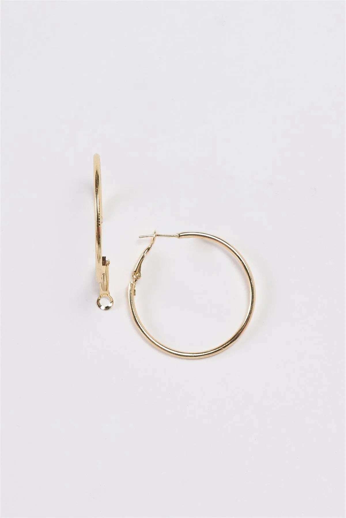 Yellow Gold Plain Minimalistic Round Hoop Earrings - Tasha Apparel Wholesale