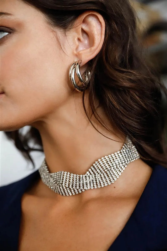 Silver Massive Triple Hoop Earrings /3 Pairs - Tasha Apparel Wholesale