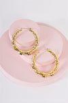 Gold Large Circle Bamboo Hoop Earrings / 3 Pairs