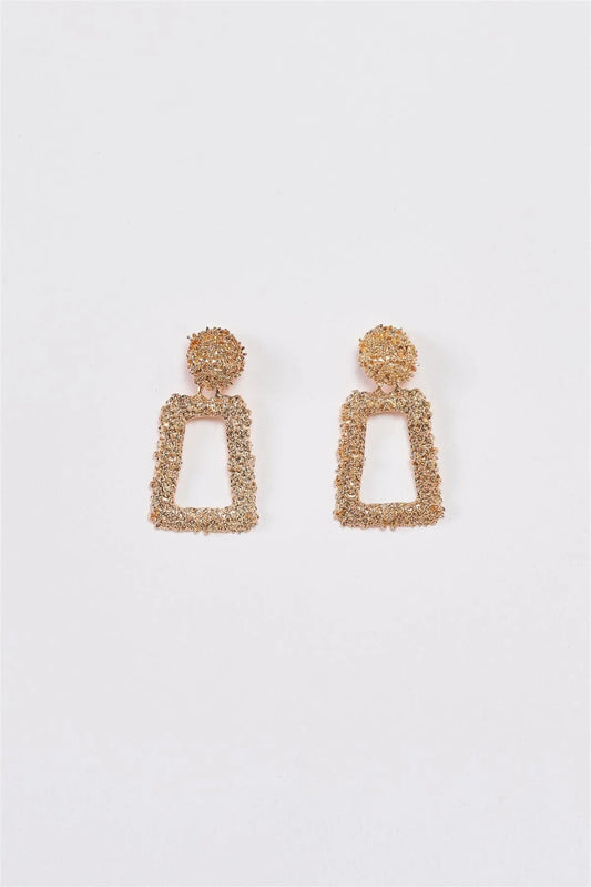 Gold Textured Trapezoid Drop Earrings /3 Pairs - Tasha Apparel Wholesale