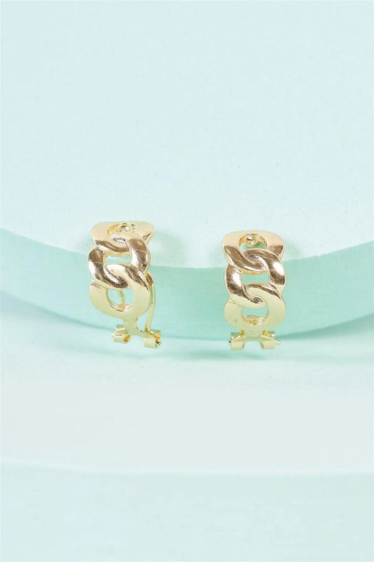 Gold Chain Link Hinged Hoop Earrings - Tasha Apparel Wholesale