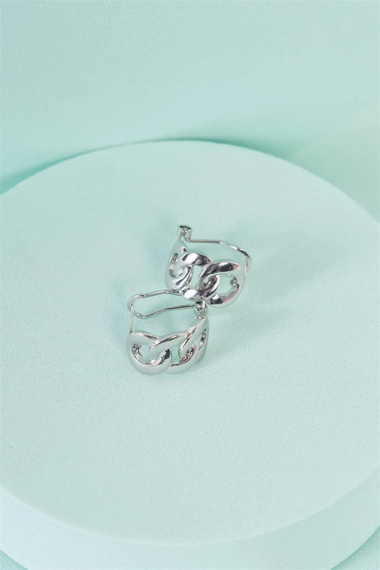 Silver Chain Link Hinged Hoop Earrings - Tasha Apparel Wholesale