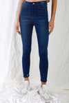 Dark Blue High-Waisted With Rips Skinny Denim Jeans /1-1-3-3-2-1-1