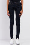 Dark Blue Low-Mid Rise Designed Back Pocket Straight Cut Denim Jeans /1-1-1-1-2-2-2-1-1