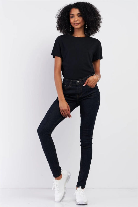 Mid Rise Designed Back Pocket Straight Cut Denim Jeans - Tasha Apparel Wholesale