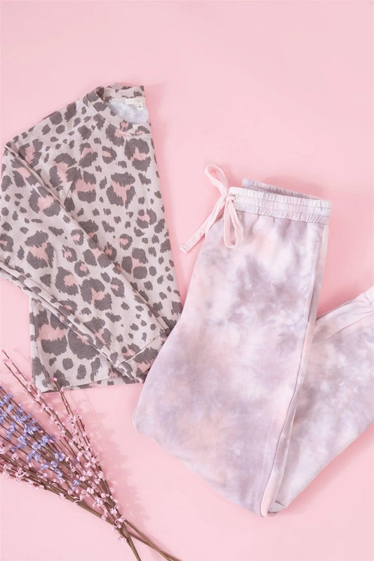 Cotton Candy Pink Tie-Dye Self-Tie Waist Detail Jogger Sweat Pants /3-2-1 - Tasha Apparel Wholesale