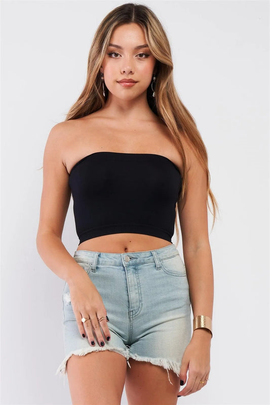 Black Strapless Wide Seamless Bandeau Tube Bra /3-3 - Tasha Apparel Wholesale