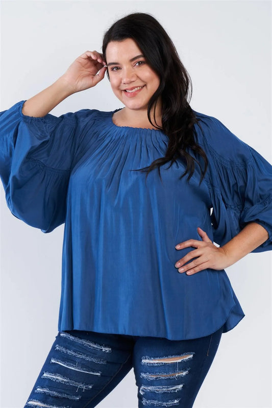 Blue Boho Plus Size Top /1-2-1 - Tasha Apparel Wholesale