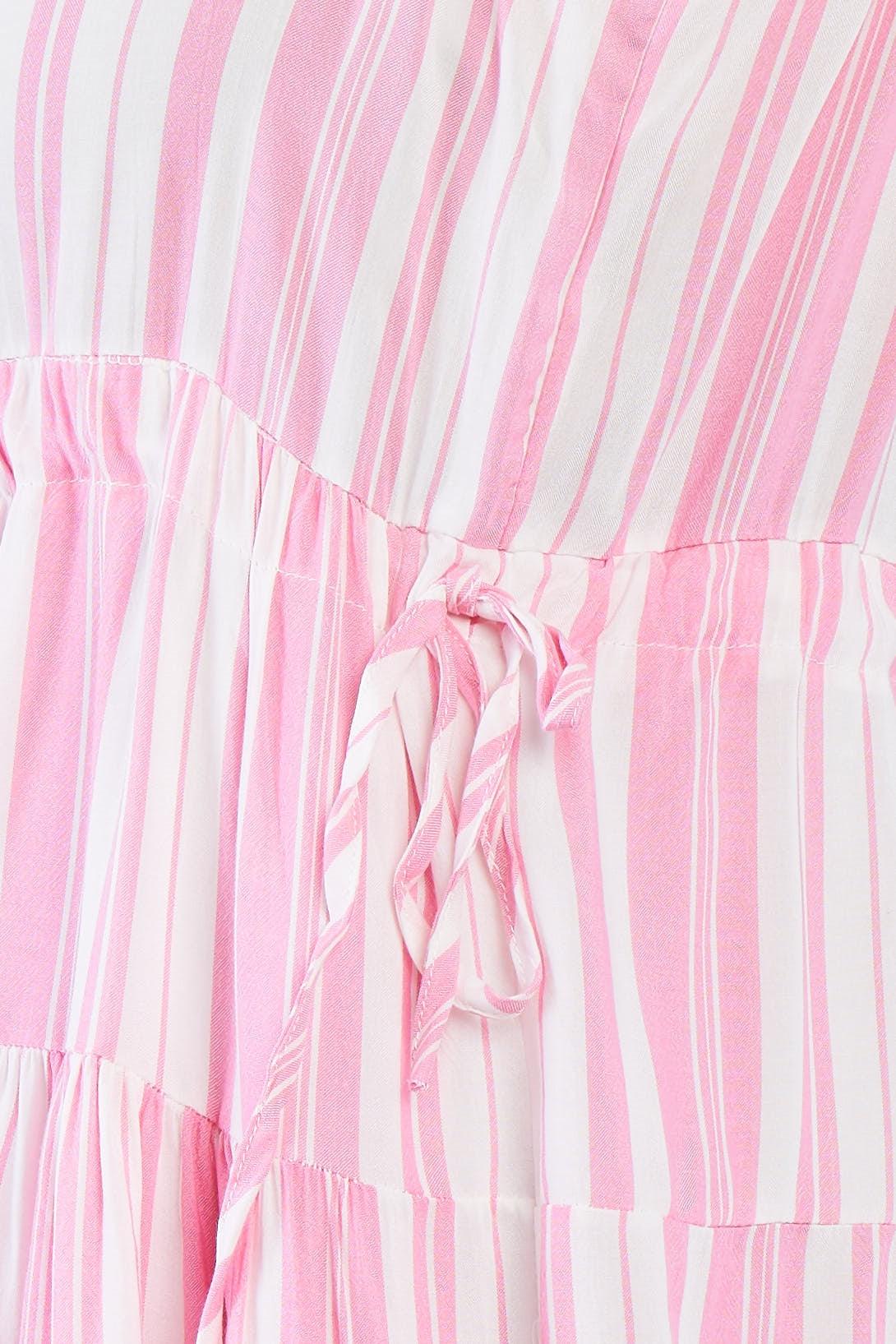 Junior Plus Size Pink Striped Mini Dress /3-2-1