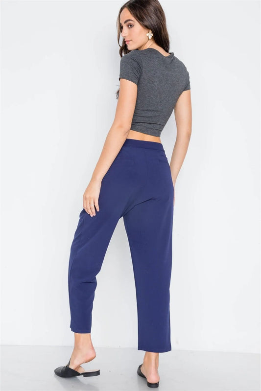 Navy Cropped Ankle Leg Pants - Tasha Apparel Wholesale