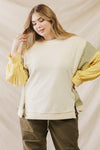 Junior Plus Cream Colorblock Inside Out Trim Detail Soft To Touch Sweater /3-2-1