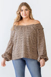 Plus Size Polka Dot Off-The-Shoulder Ruffle Top - Tasha Apparel Wholesale