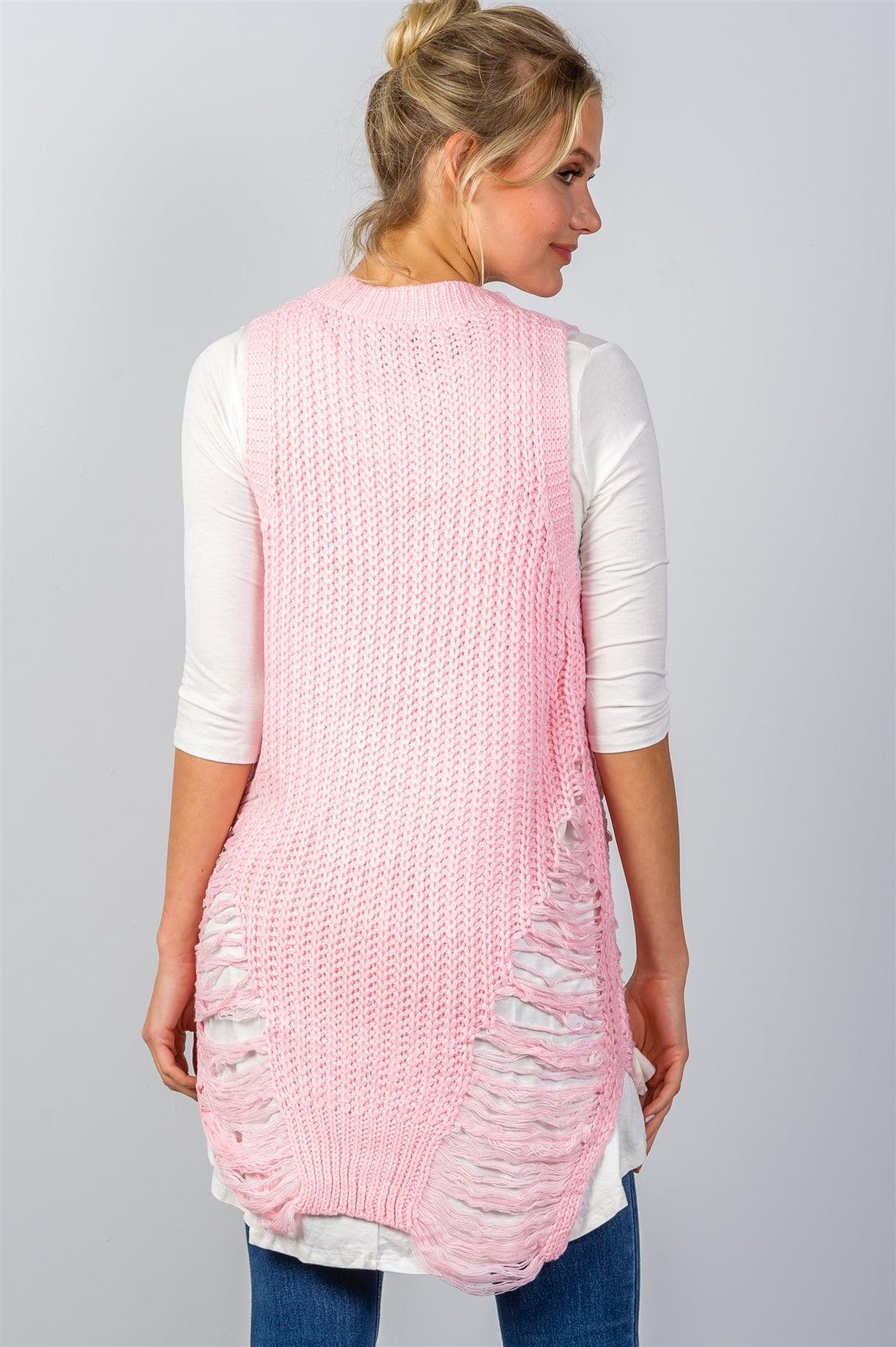 Pink Sleeveless Sweater Knit Distress Sides Dress /3-4