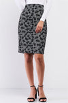 Black And White Checkered And Floral Print High Waisted Pencil Skirt / 1-2-2-1 - Tasha Apparel Wholesale