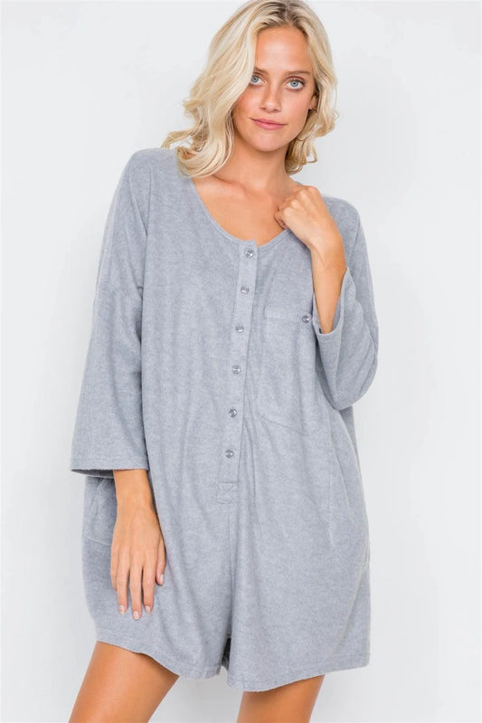Best Seller! Charcoal Oversized Drop Shoulder Onesie Romper /4-2 - Tasha Apparel Wholesale