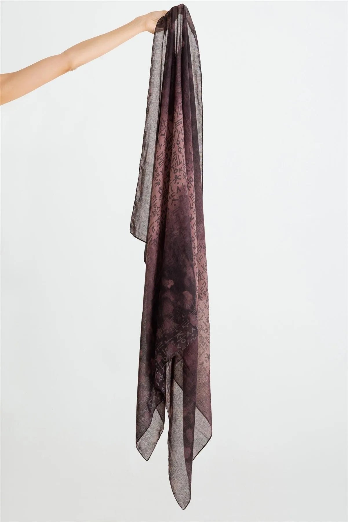 Wholesale Purple Hangul Design Korean Languages Wrap Long Shawl Scarf