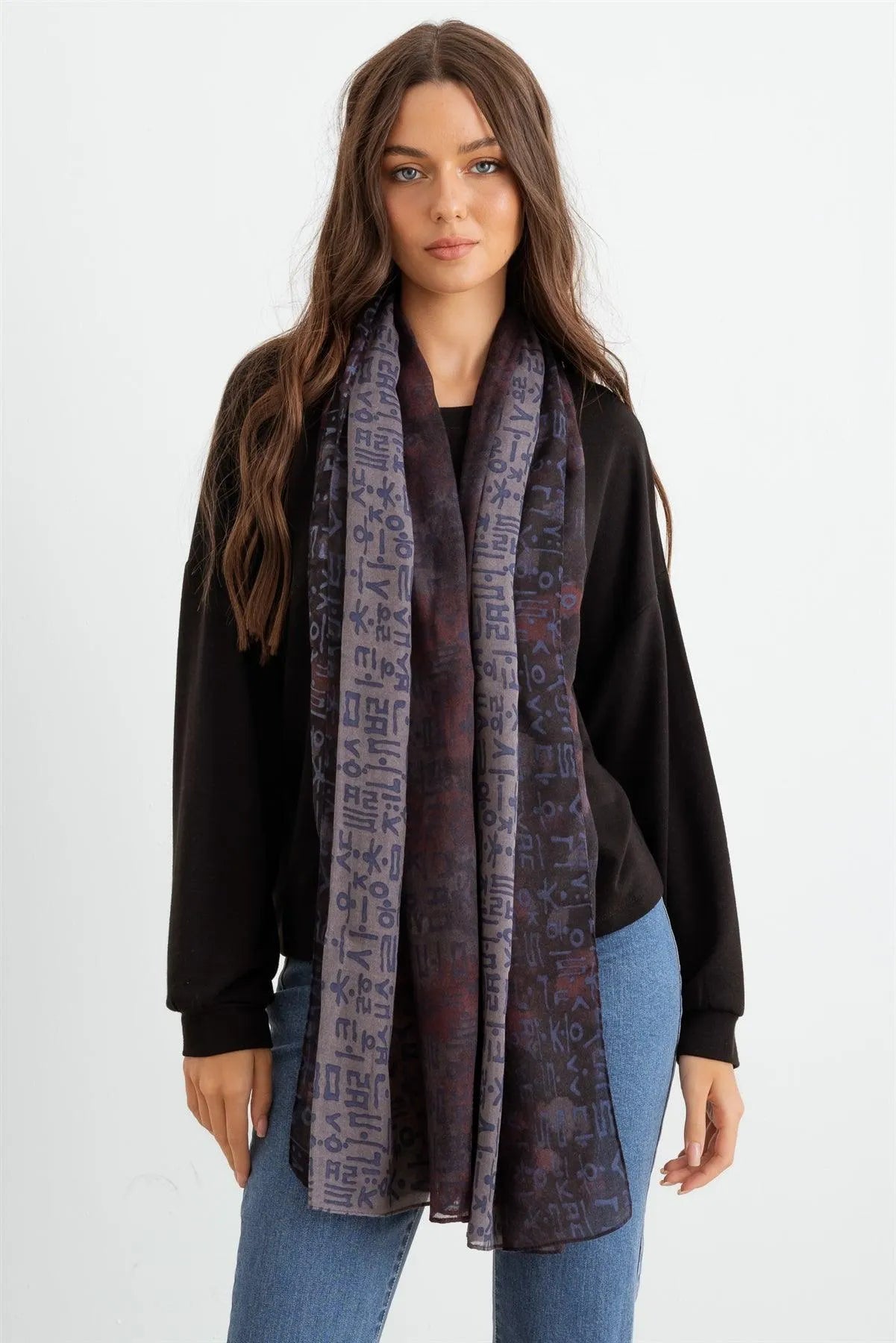 Wholesale Hangul Design Korean Languages Long Shawl Scarf