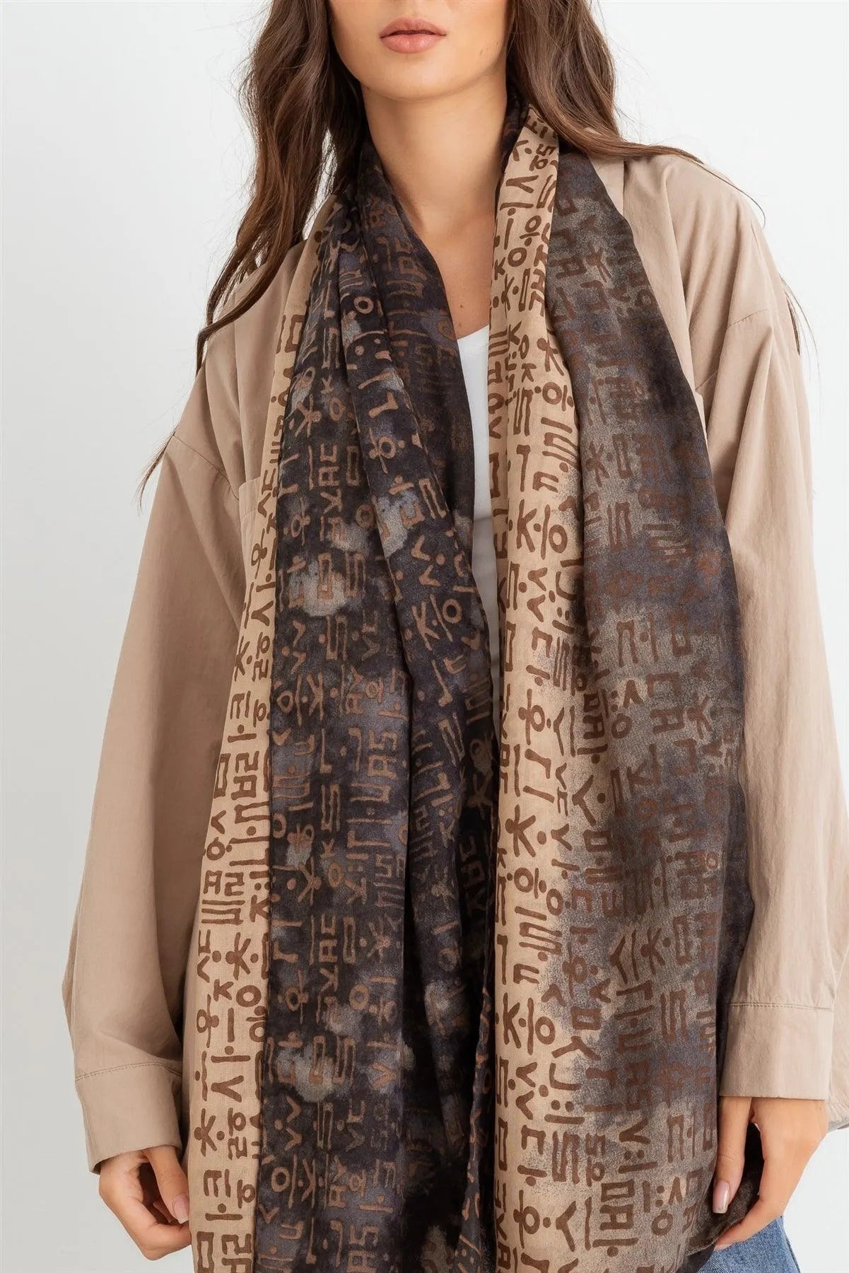 Wholesale Hangul Design Korean Languages Wrap Long Shawl Scarf