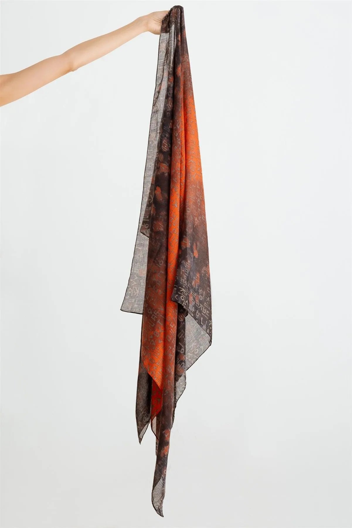 Wholesale Orange Hangul Design Korean Languages Wrap Long Shawl Scarf