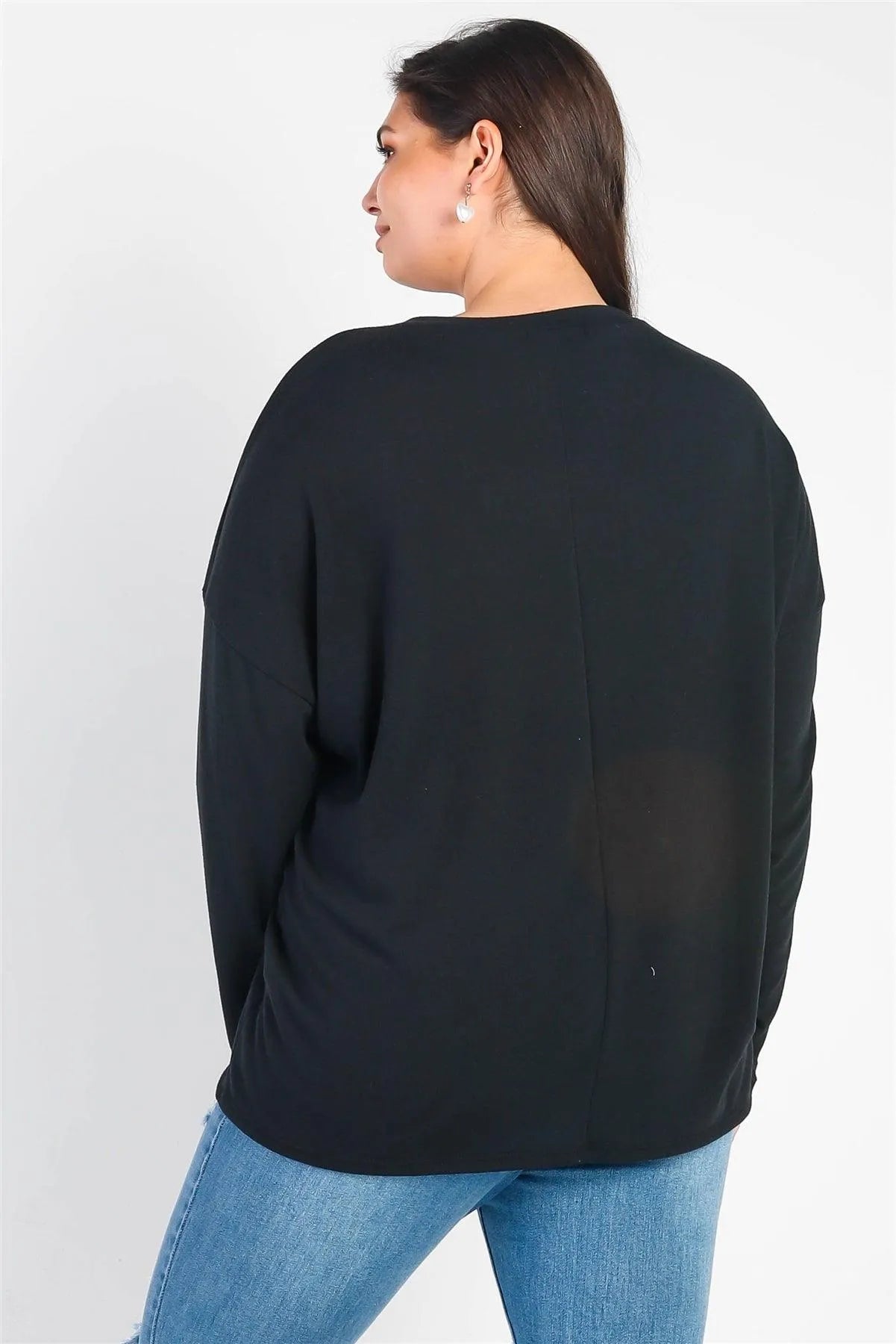 Junior Plus "Messy & Still Amazing" Black Long Sleeve Top /3-2-1 - Tasha Apparel Wholesale