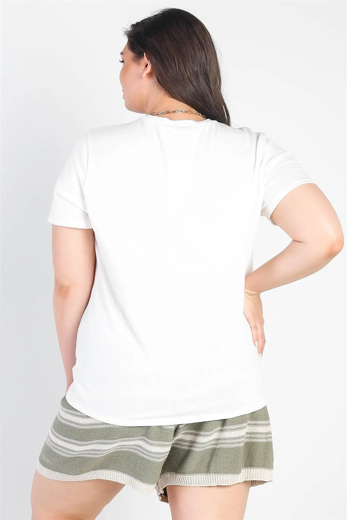 Junior Plus White Printed "It's Cool To Be Bind" Short Sleeve Top /3-2-1 - Tasha Apparel Wholesale