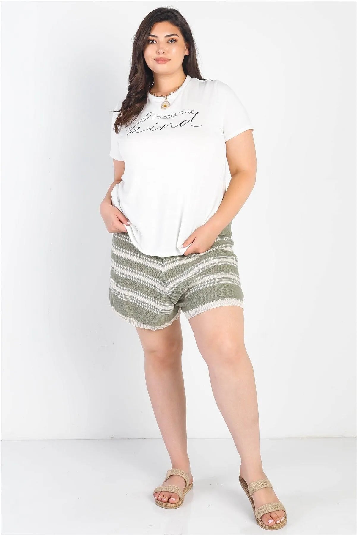 Junior Plus White Printed "It's Cool To Be Bind" Short Sleeve Top /3-2-1 - Tasha Apparel Wholesale