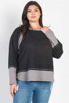 Plus Size Colorblock Waffle Knit Long Sleeve Top /3-2-1 - Tasha Apparel Wholesale