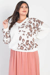 Junior Plus White Leopard Print Flannel Long Sleeve Top /3-2-1 - Tasha Apparel Wholesale