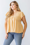 Junior Plus Pale Apricot Textured Short Sleeve Flare Hem Top /3-2-1 - Tasha Apparel Wholesale