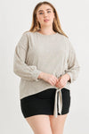 Plus Plus Crew Neck Long Sleeve Tie Hem Top /3-2-1 - Tasha Apparel Wholesale
