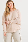 Junior Plus Sand Knit Batwing Sleeve Wrap Open Back Top /3-2-1