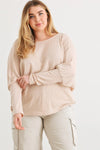 Junior Plus Sand Knit Batwing Sleeve Wrap Open Back Top /3-2-1 - Tasha Apparel Wholesale