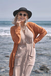 Comfy Mocha Fleece Short Sleeve Knee Length Button Up Dress - Tasha Apparel Wholesale