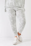 Junior Plus Sage Tie-Dye Bleached Effect High Waist Comfy Jogger Pants /3-2-1 - Tasha Apparel Wholesale