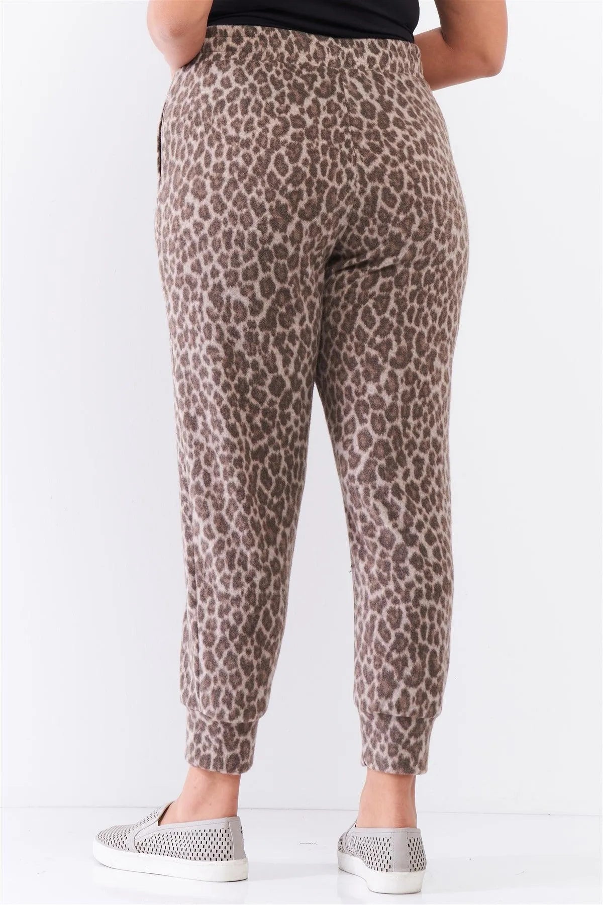 Taupe Leopard Print High Waist Soft Lounge Pants /3-2-1 - Tasha Apparel Wholesale