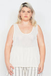 Junior Plus Size Sheer Ivory Ribbed Causal Tank Top /2-2-1-1 - Tasha Apparel Wholesale