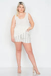 Plus Size Sheer Ivory Ribbed Causal Tank Top /3-2-1 - Tasha Apparel Wholesale