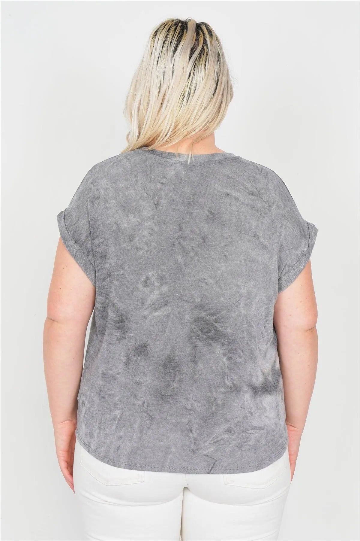 Junior Plus Size Grey Sleeveless Basic U-Shape Hem Top /2-1-1 - Tasha Apparel Wholesale
