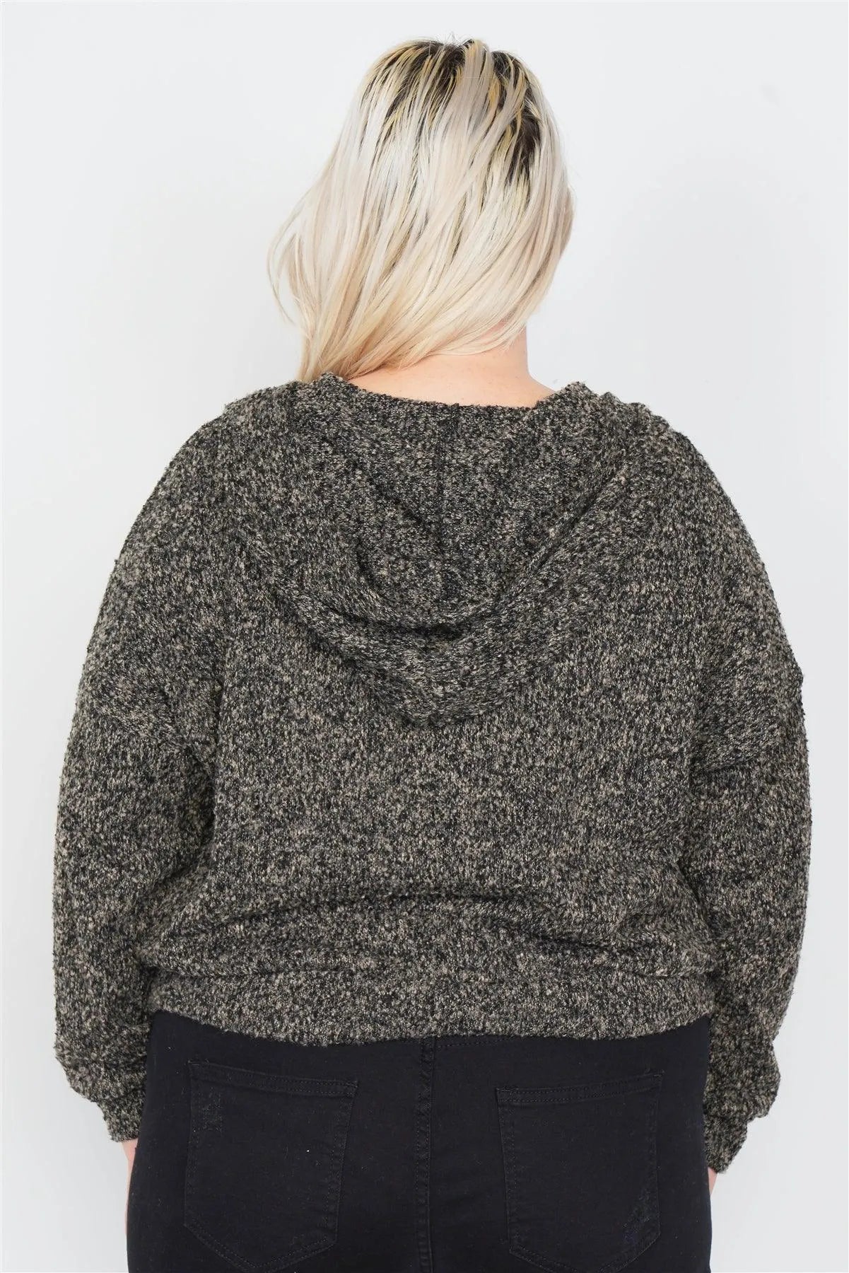 Junior Plus Size Heather Charcoal Athletic Full Zip Hoodie Sweater /2-2-1-1 - Tasha Apparel Wholesale