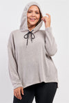Junior Plus Oatmeal Soft Knit Relaxed Fit Long Sleeve Hoodie /1-1-1-1 - Tasha Apparel Wholesale
