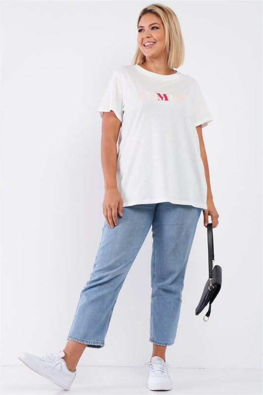 Off-White ADMIRE Print Logo Detail Crew Neck Relaxed Fit Top /2-2 - Tasha Apparel Wholesale