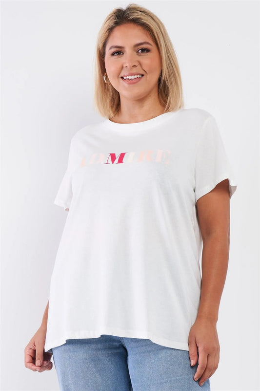 Off-White ADMIRE Print Logo Detail Crew Neck Relaxed Fit Top /3-2-1 - Tasha Apparel Wholesale