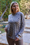Junior Plus Taupe & Black Cheetah Hooded Knit Sweatshirt /3-2-1 - Tasha Apparel Wholesale