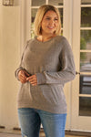Plus Size Grey Round Neck Relaxed Fit Sweatshirt /3-2 - Tasha Apparel Wholesale